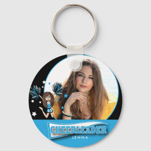 Cheerleader - DIY Photo -  Baby Blue Keychain