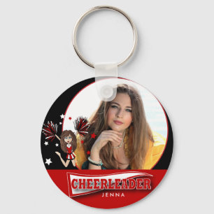Cheerleader - DIY Photo -  Red Keychain