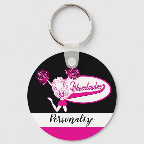 Cheerleader _ DIY Text _  Hot Pink Keychain