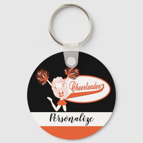 Cheerleader _ DIY Text _  Orange Keychain