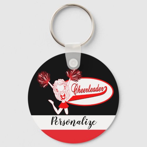 Cheerleader _ DIY Text _  Red Keychain