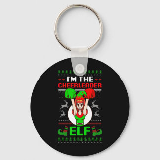 Cheerleader Elf Design Christmas Cheerleading  Keychain