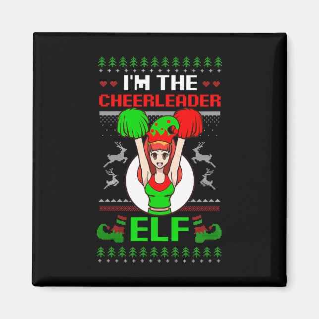 Cheerleader Elf Design Christmas Cheerleading  Magnet (Front)