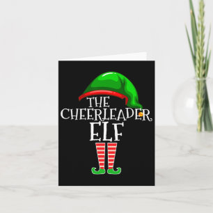 Cheerleader Elf Group Matching Family Christmas Card