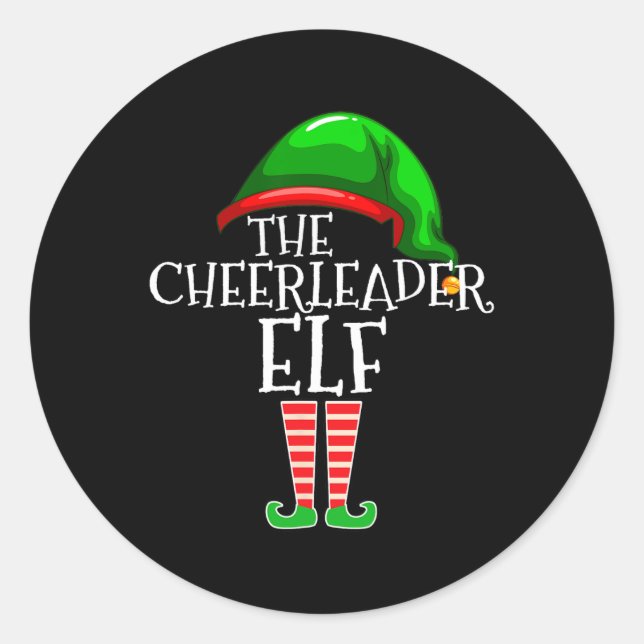 Cheerleader Elf Group Matching Family Christmas  Classic Round Sticker (Front)