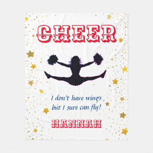 Cheerleader Flyer Gold Stars Fleece Blanket