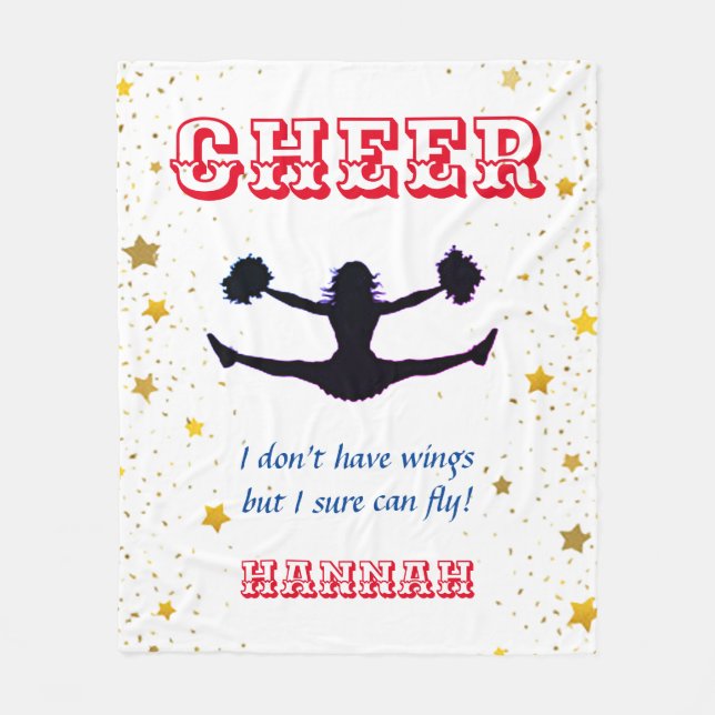 Cheerleader Flyer Gold Stars Fleece Blanket (Front)