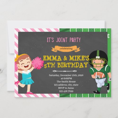 Cheerleader football joint party invitation
