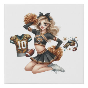 Cheerleader Football Princess Faux Canvas Print