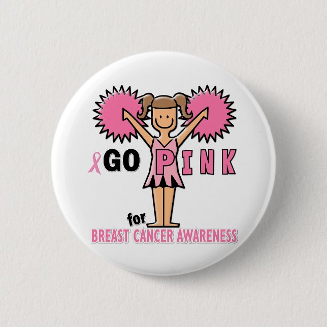 Cheerleader for Breast Cancer Awareness Button (Front)