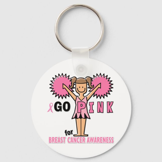 Cheerleader for Breast Cancer Awareness Keychain (Front)