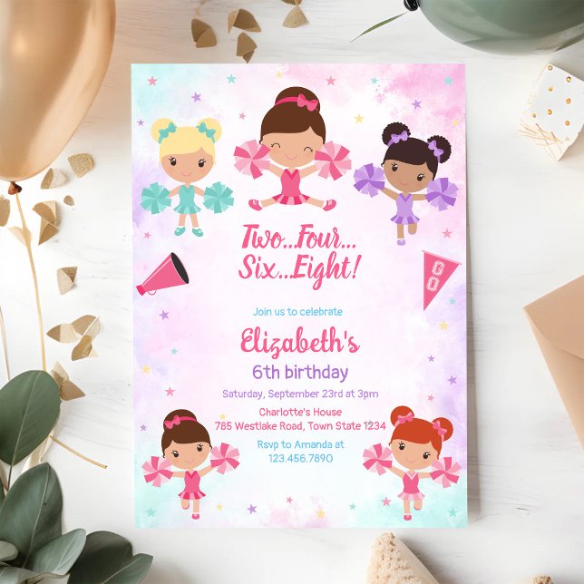 Cheerleader Girl Birthday Invitation (Creator Uploaded)