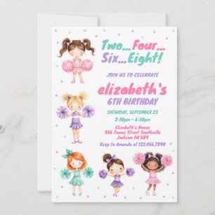Cheerleader Girl Birthday Party Invitation