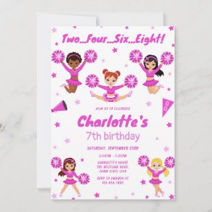 Cheerleader Girl Birthday Party Invitation
