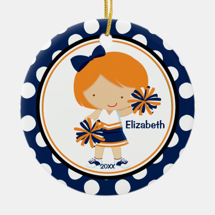 Cheerleader Girl Christmas Ornament Blue Gold Zazzle