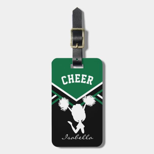 Cheerleader Girl in Dark Green Luggage Tag