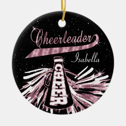 Cheerleader   Glam_ Black and Pink Ceramic Ornament