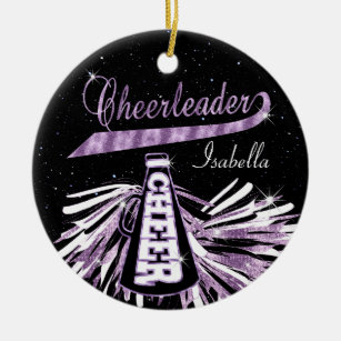 Cheerleader 📣 💖 Glam- Black and Purple Ceramic Ornament