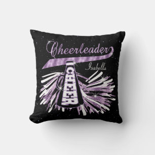 Cheerleader 📣 💖 Glam- Black and Purple Throw Pillow