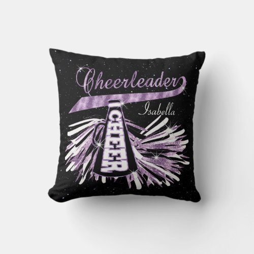 Cheerleader   Glam_ Black and Purple Throw Pillow