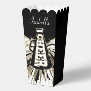 Cheerleader Glam- Gold, Black and White Favor Boxes