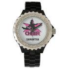 Cheerleader  glitter wrist watch in pink