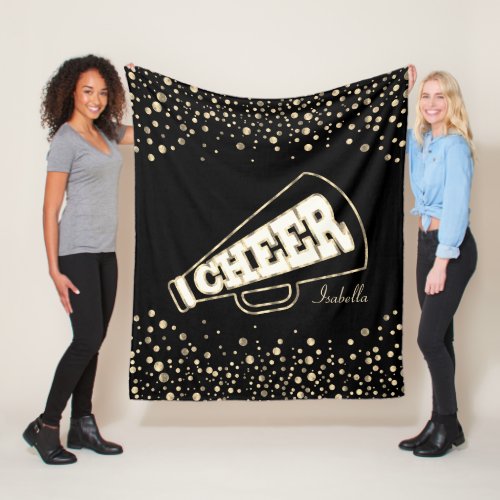 Cheerleader  _ Gold Dots and Black Fleece Blanket