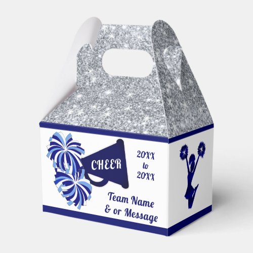 Cheerleader Goodie Bags Personalized Blue White Favor Boxes