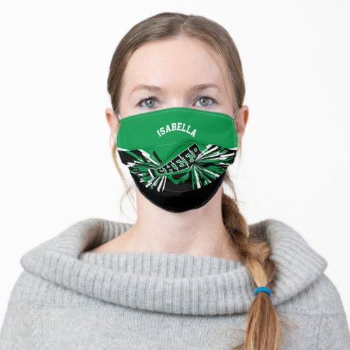  Cheerleader _ Green Adult Cloth Face Mask