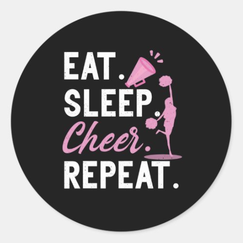 Cheerleader Gymnastic Dance Eat Sleep Cheer Repeat Classic Round Sticker