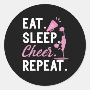 Cheerleader Gymnastic Dance Eat Sleep Cheer Repeat Classic Round Sticker