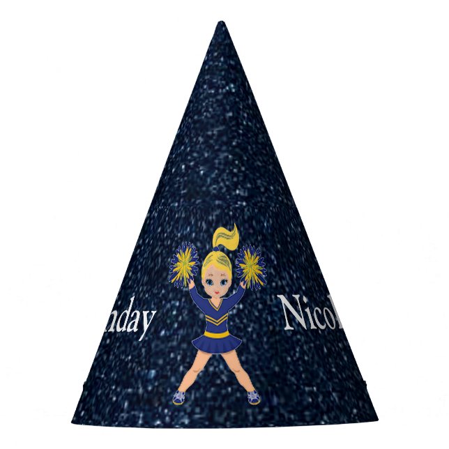 Cheerleader "Happy Birthday" Personalized Party Hat (Front)