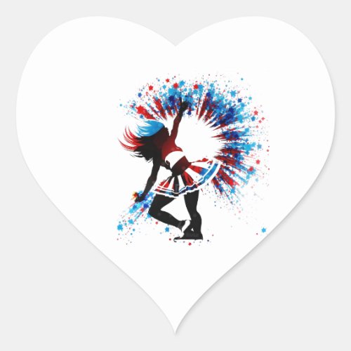 Cheerleader Heart Sticker with Patriotic Design