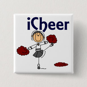 Cheerleader I Cheer Stick Figure Button