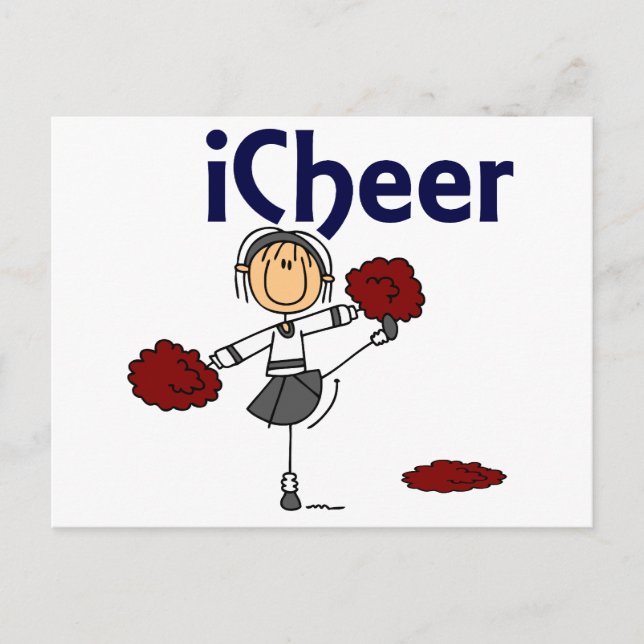Cheerleader I Cheer Stick Figure Postcard (Front)