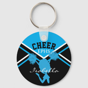 Cheerleader In Baby Blue and Black Keychain