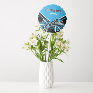 Cheerleader in Baby Blue, Black and White Balloon
