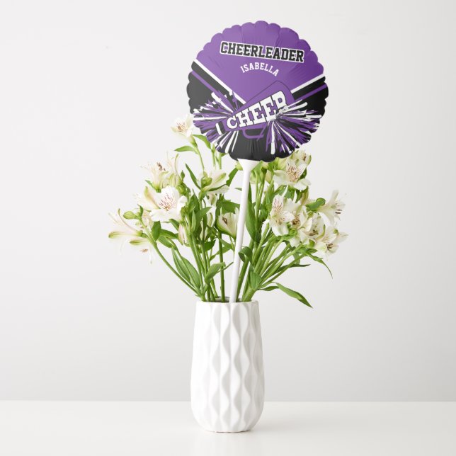 Cheerleader in Black, Purple and White Balloon (Vase)