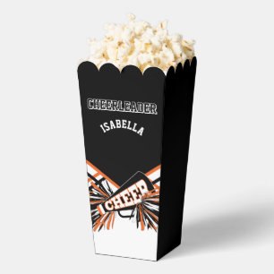 Cheerleader in Black, White and Orange Favor Boxes