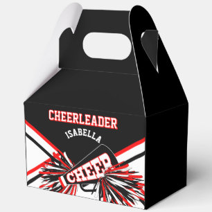Cheerleader in Black, White and Red Favor Boxes