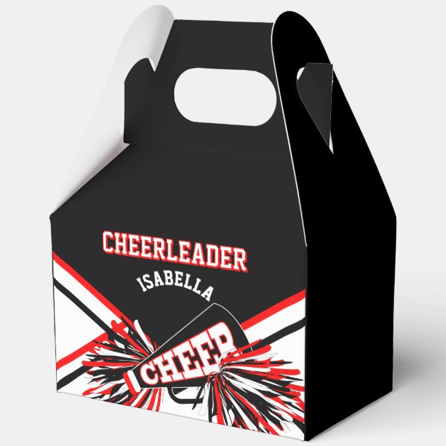 Cheerleader in Black, White and Red Favor Boxes (Front)
