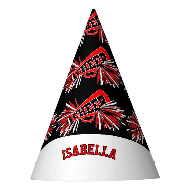 Cheerleader in Black, White and Red Party Hat (Front)