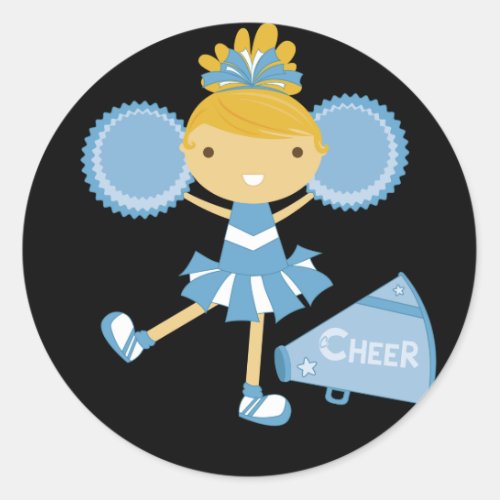 Cheerleader in Blue Classic Round Sticker