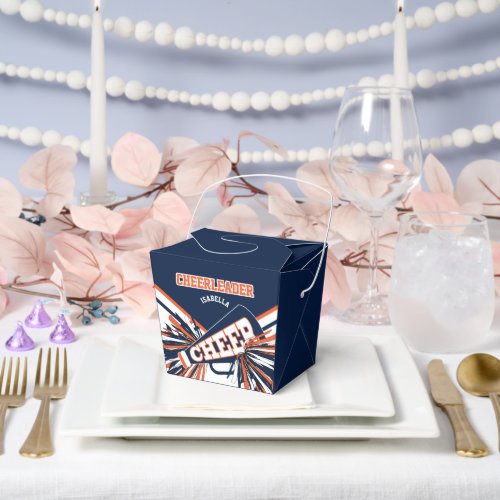 Cheerleader in Blue Orange and White Favor Boxes