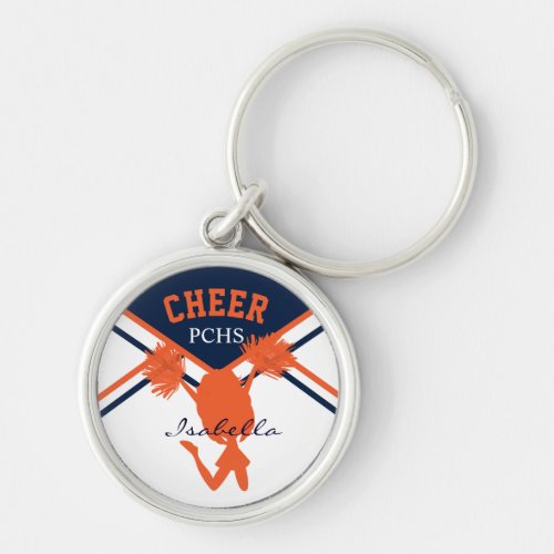 Cheerleader In Blue Orange and White Keychain