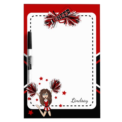 Cheerleader in Dark Red Black  White Dry Erase Board