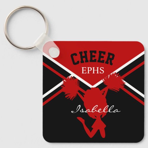 Cheerleader In Dark Red White and Black Keychain