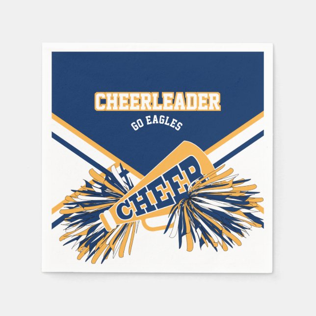 Cheerleader in Gold, White and Blue Napkins (Front)