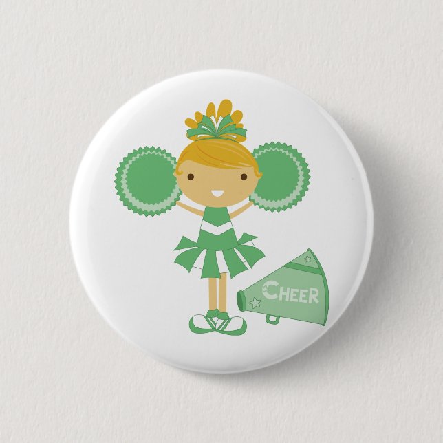 Cheerleader in Green Pinback Button (Front)
