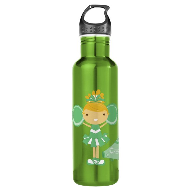 Cheerleader in Green Water Bottle (Front)